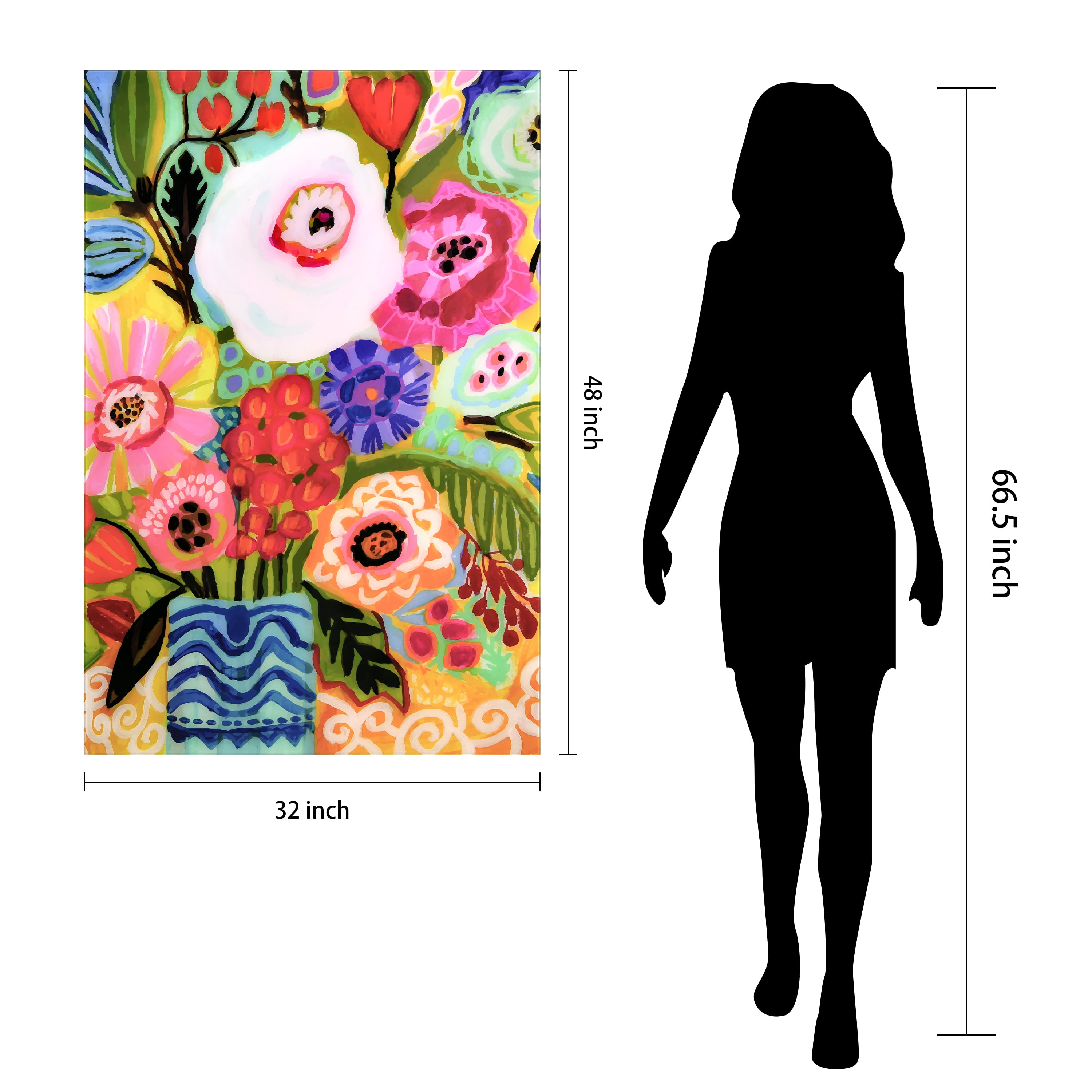 Empire Art Direct Fresh Flowers in Vase II Frameless Free Floating Tempered Glass Panel Graphic Wall Art, 48" x 32" x 0.2", Ready to Hang