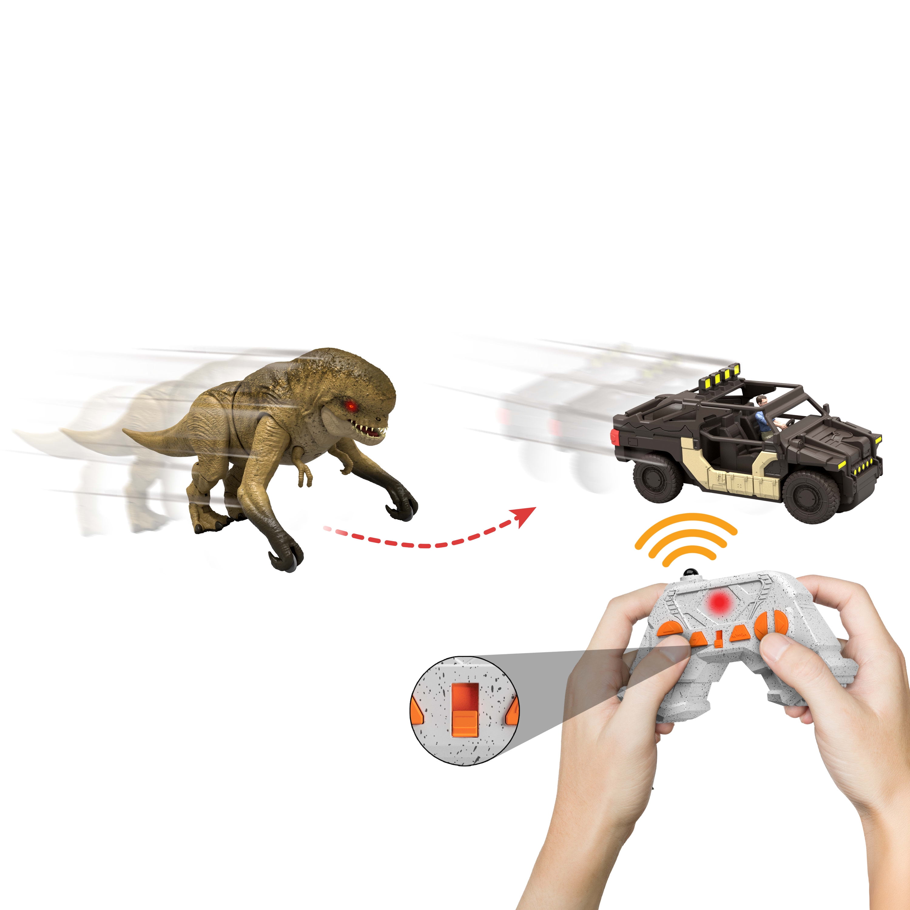 Jurassic World Rebirth Track N Chomp Distortus Rex & Vehicle, Remote Control, Lights & Growl & Chomp - Walmart Exclusive, Thrills and chills! The Track 'N Chomp Distortus Rex and off-road vehicle let you recreate the excitement of Jurassic World Rebirth with Remote Control!