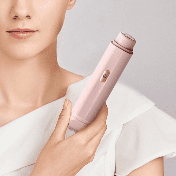 AEEFEU Dual Head Hair Remover for Women, Rechargeable Painless Razor, Facial & Body Hair Trimmer, Wet & Dry Epilator with USB Charging, Cleaning Brush & Pouch, Pink​