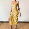 thumbnail image 4 of Sngxgn Women's Full Slips Long Spaghetti Strap Under Dress(Gold,L), 4 of 5