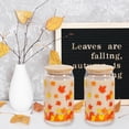 thumbnail image 7 of 2 Pack Fall Drinking Glasses 16oz Maple Leaf Glass Cup Fall Leaves Iced Coffee Cup with Lid Straw Cleaning Brush Beer Can Glass for Autumn Thanksgiving Cocktail Whiskey Beer Soda Gifts, 7 of 7