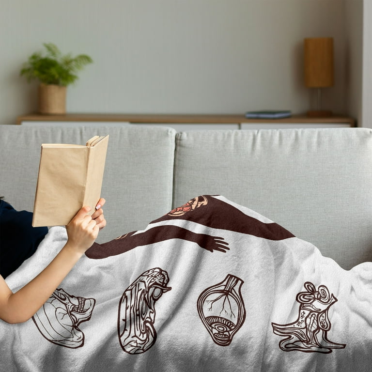 Anatomy Soft Flannel Fleece Throw Blanket, Human Body with