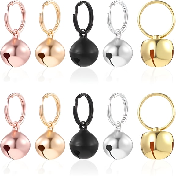 ZHZFKQ 10 Pcs Small Bell for Dog Collar, 1/2 Inch Dog Bells for Collar for Small Dogs And Cats for Puppy Collars, Secure Attachment, Clear Ringing Sound