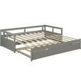 thumbnail image 5 of JERFIT Extending Daybed with Trundle Wooden Daybed with Trundle Gray, 5 of 10
