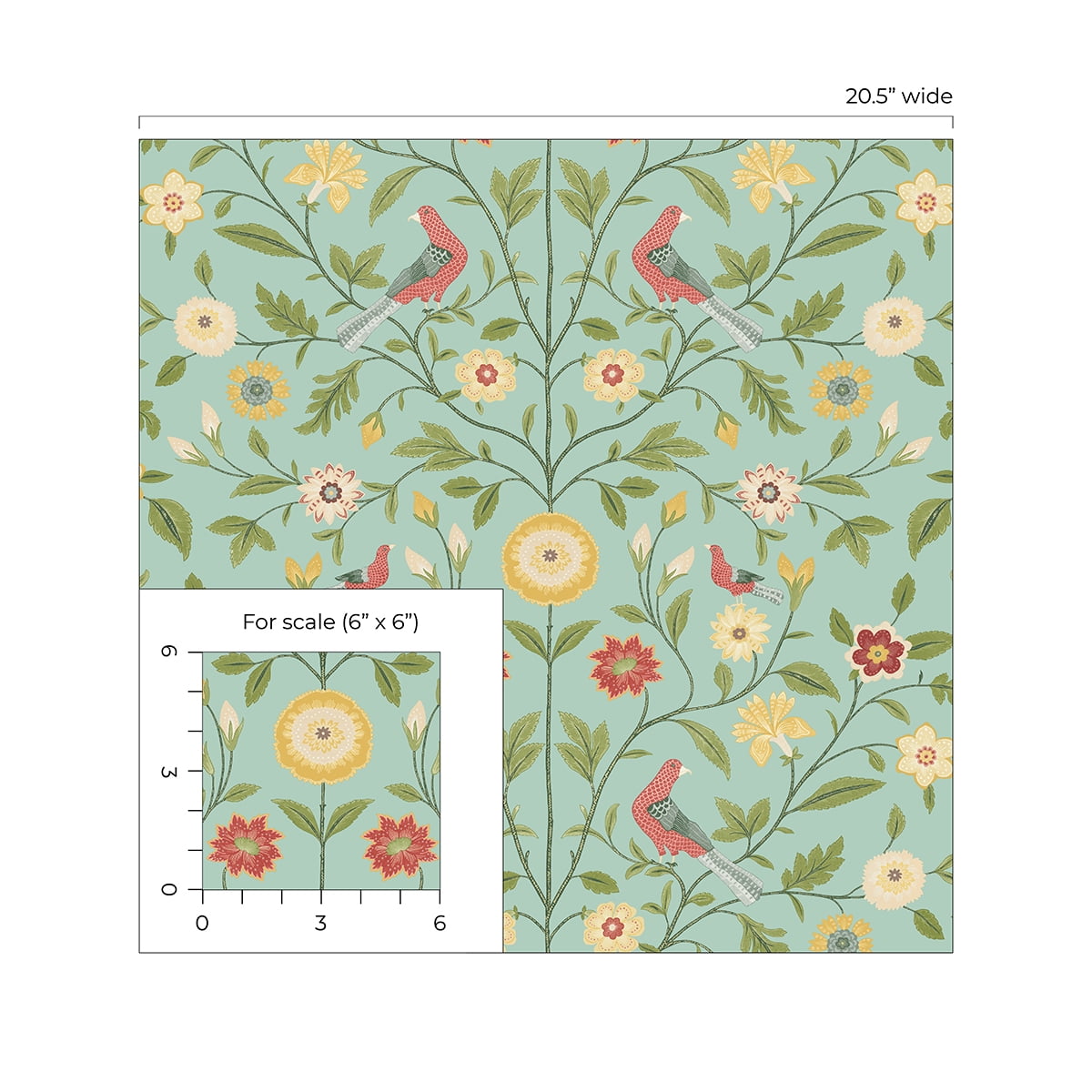 NextWall  Bird Toile Peel and Stick Wallpaper 20.5 in. W x 18 ft. L - Aquamarine