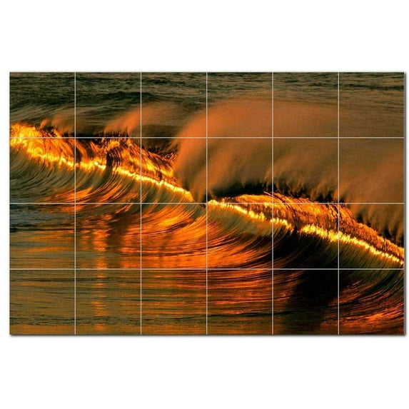 Wave Photo Ceramic Tile Mural Kitchen Backsplash Bathroom Shower 406278-XL64