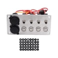thumbnail image 3 of Universal 4 Ways Rocker Switch Panel Accessories 4.8 Amp Dual USB Waterproof Voltmeter Blue LED on Off Switch 12V 24V DC for Boats Cars kusrkot Panel de interruptor basculante, 3 of 8