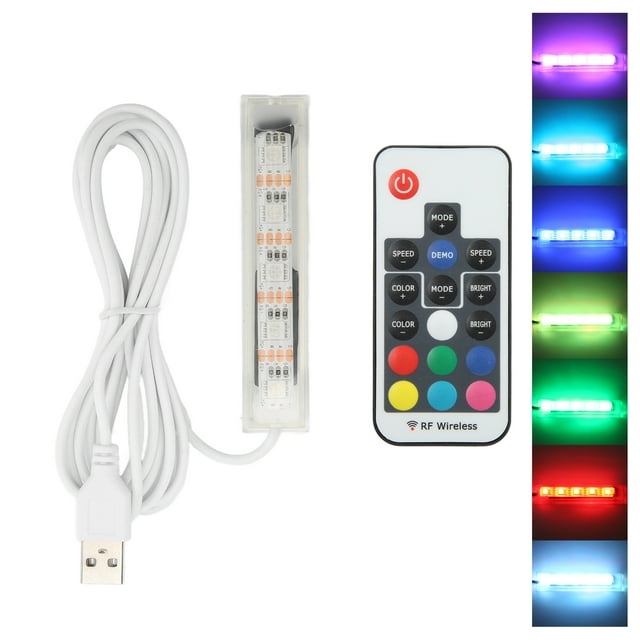 Fish Lamp, Plastic Remote Control Lightweight Adjustable Brightness Small Aquarium Light Colorful For Landscape For Aquatic Plants Black Wire,White Wire