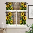 thumbnail image 3 of Sunflower Kitchen Curtain Tiers and Valance Curtain Sets Sunflower Yellow Floral Retro Decorative Cafe Curtains Set for Kitchen Living Room Bathroom 52x18 & 27x24x2, 3 Panel, 3 of 4