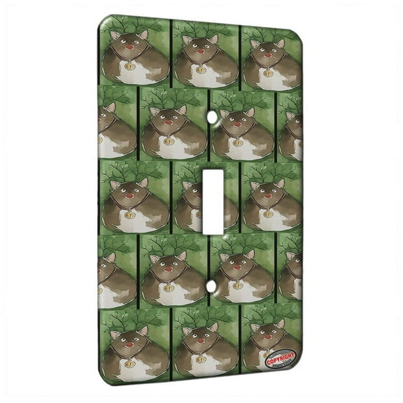 KuzmarK™ Single Gang Toggle Switch Wall Plate - Rudolph Reindeer Kitty Christmas Cat Modern Art by Denise Every