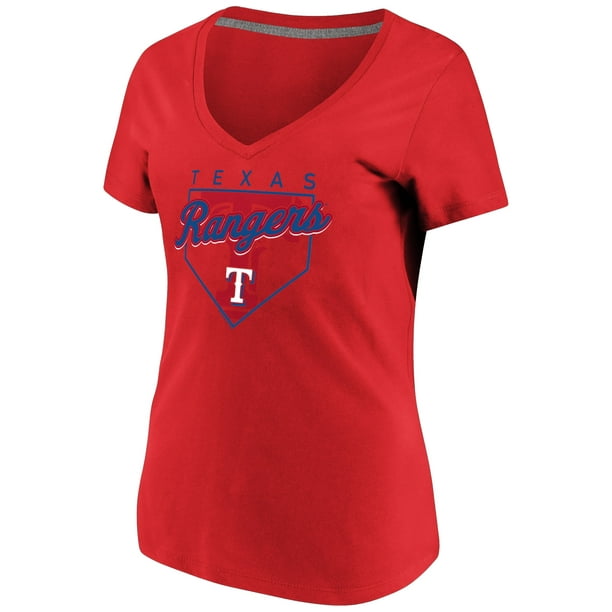 Women's Majestic Red Texas Rangers Cling to the Lead V-Neck T-Shirt ...