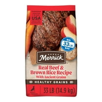 Merrick Healthy Grains Premium Adult Dry Dog Food, Wholesome And Natural Kibble With Beef And Brown Rice, 33.0 lb. Bag