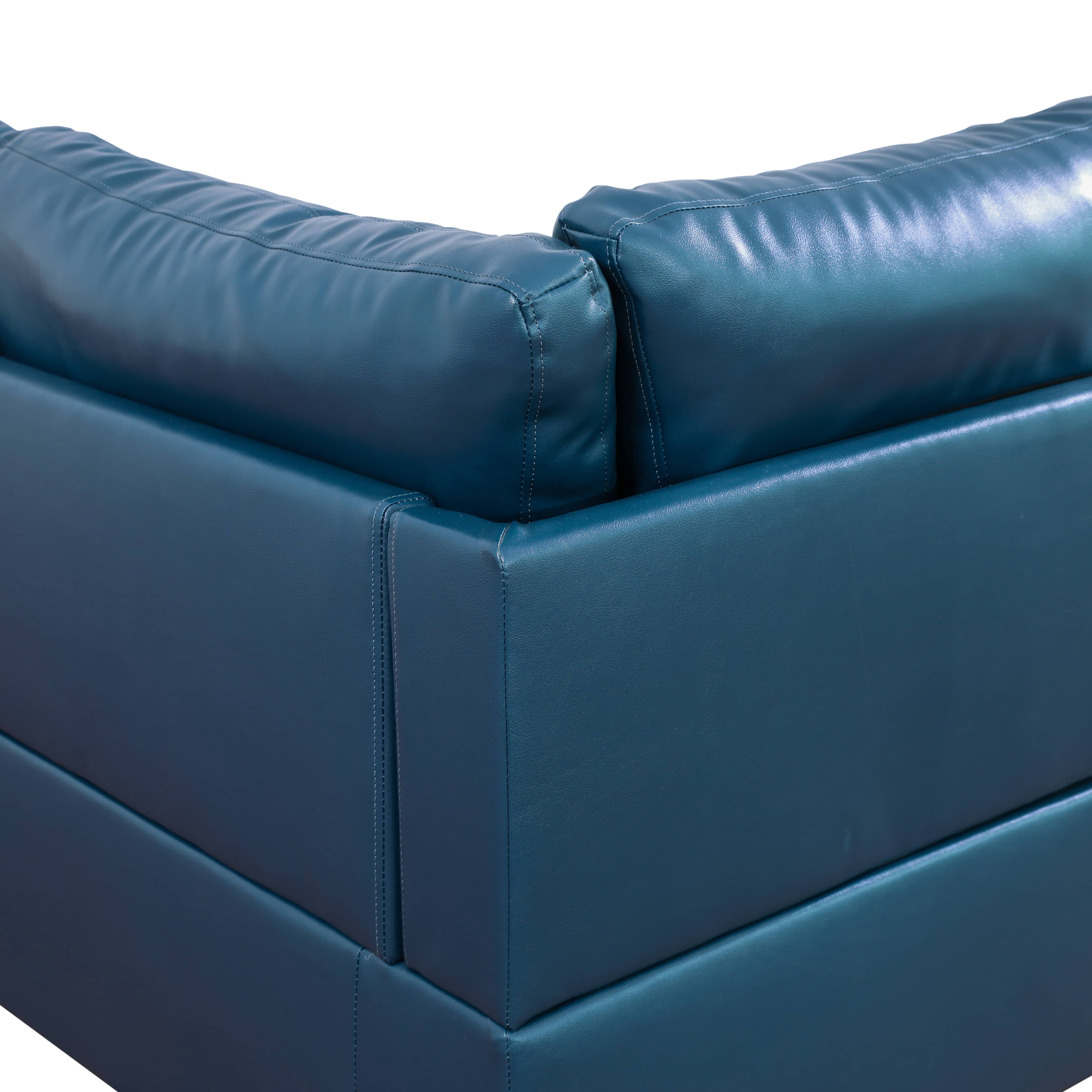MAYEERTY Faux Leather 3-Piece Couch Living Room Sofa Set，Deep Blue
