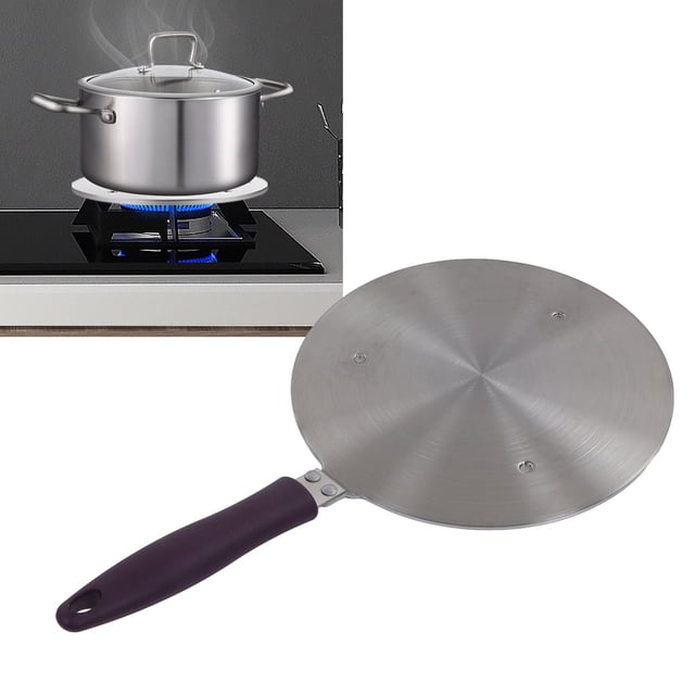 Heat Diffuser Stainless Steel Induction Adapter Plate, Induction Plate With Purple Handle, Coffee Milk Cookware Induction Heat Cooking Diffuser For Gas Stove Glass Cooktop