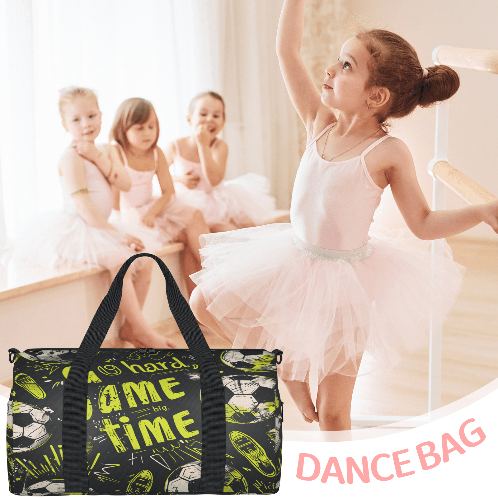 Herdesigns Cool Football Gym Bag for Women, Duffle Bag for Travel Sport, Lightweight Waterproof Carry on Weekender Dance Yoga Workout Bags