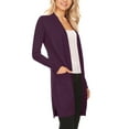 thumbnail image 2 of Women's Casual Longs Sleeves Side Pockets Loose Fit Basic Open Front Solid Cardigan, 2 of 4