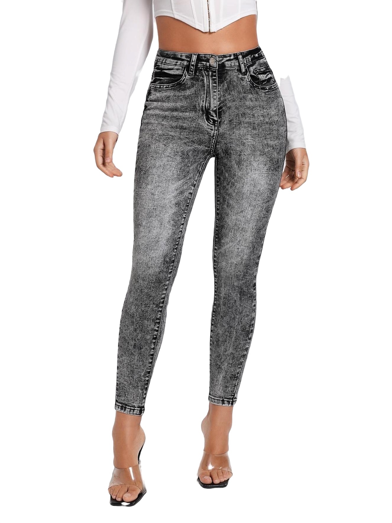 Plain Skinny Grey Women's Jeans (Women's)