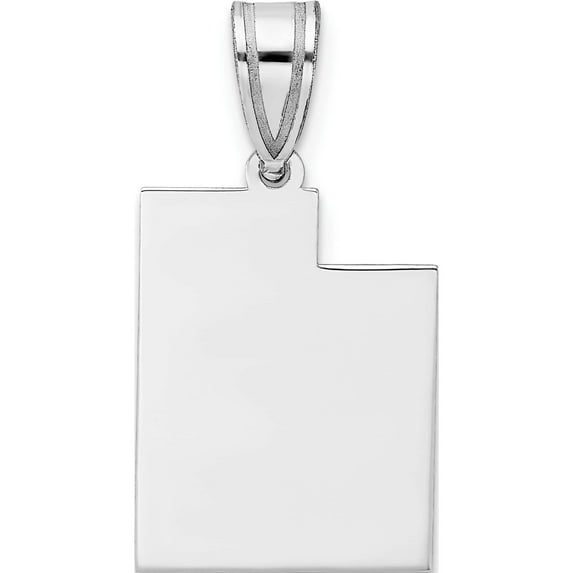 Sterling Silver Silver/Rhodium-Plated Utah State Pendant Made In United States xna707ss-ut