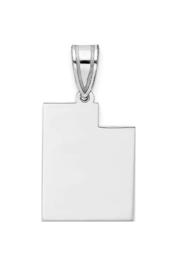 Sterling Silver Silver/Rhodium-Plated Utah State Pendant Made In United States xna707ss-ut