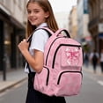 thumbnail image 5 of Yspwyqan Kids Backpack for School, Girls Casual Daypack with Adjustable Straps, Pink Polka Dot Bow Front Pocket Large Capacity Backpack for Travel Hiking, 5 of 7