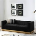 thumbnail image 2 of Better Home Products Foxy Upholstered Velvet & Steel Sofa in Black/Gold, 2 of 10