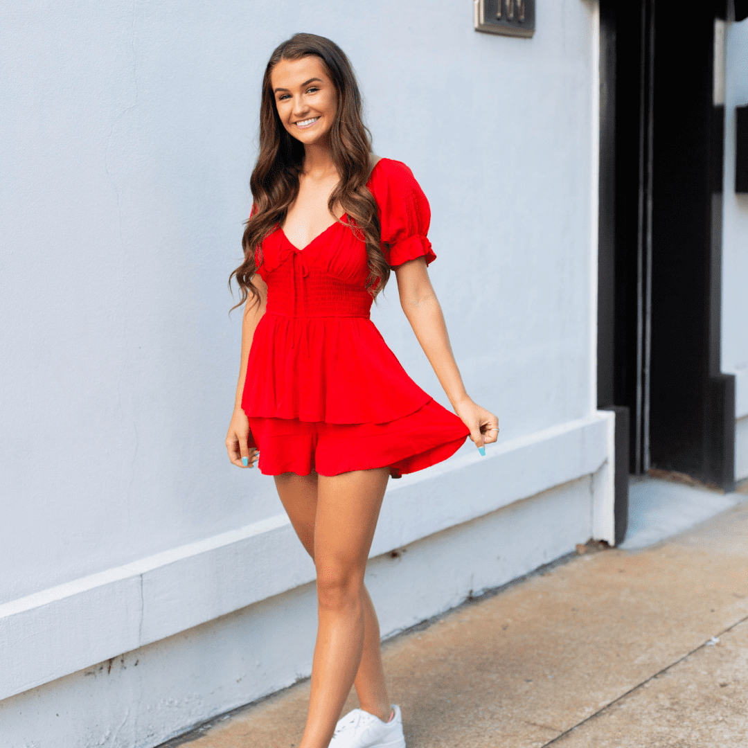 red romper dress
