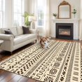 thumbnail image 3 of Area Rug for Living Room, Abstract Boho Non-Slip Indoor Large Carpet for Bedroom/Dining Room, Modern African Ethnic Geometric Beige Washable Low-Profile Rectangle Floor Runner Rugs - 6 x 9 Ft, 3 of 7