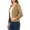 thumbnail image 4 of Allegra K Women's Faux Suede Button up Casual Open Front Drawstring Long Sleeve Blazer, 4 of 6