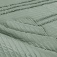Quilt and Sham Set- Hypoallergenic 2 Piece Oversized Twin Quilt Bed Set with Striped Ruffle ...