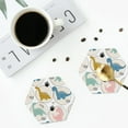 thumbnail image 5 of Kll Hexagon Drink Coasters Set Of 4,Pu Leather Absorbent Coasters Set Decorative Coffee Cup Coasters Housewarming Gift For Home Decor-Cute Dinosaurs, 5 of 9