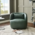 thumbnail image 4 of 34" Wide Swivel Faux Leather Armchair No Assembly Upholstered PU Leather Swivel Accent Chairs with Toss Pillow for Living Room Office Lounge (Green, Single), 4 of 13