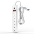 thumbnail image 1 of Protector contra sobretensiones Tiffcofio, cable de 6 salidas, 4 pies, 600 J, 1 of 7