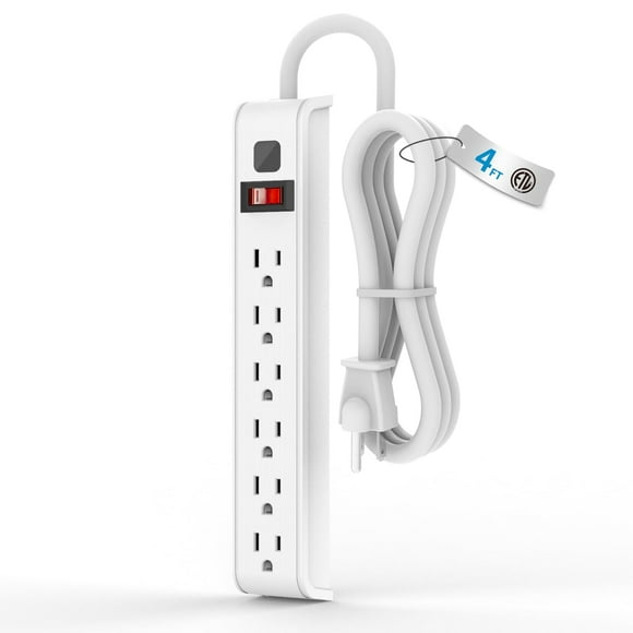 Protector contra sobretensiones Tiffcofio, cable de 6 salidas, 4 pies, 600 J
