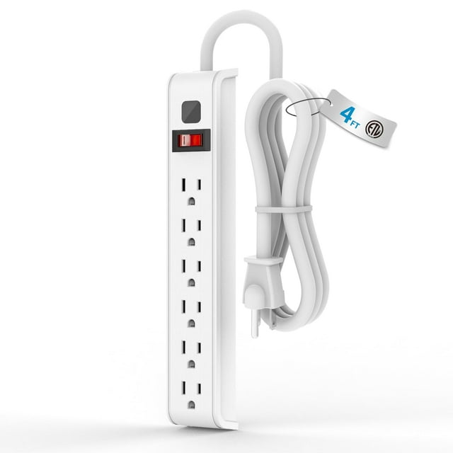 Protector contra sobretensiones Tiffcofio, cable de 6 salidas, 4 pies, 600 J