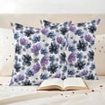 thumbnail image 3 of Pastoral Flowers Pillow Covers 2 Pack Watercolor Purple Flower Idyllic Plant Pillowcase Waterproof Outdoor Throw Pillow Cover for Patio Garden Square Cushion 24”x24”, 3 of 9