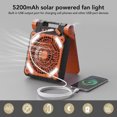thumbnail image 3 of Solar Fan, Camping Fan with Solar Panel and LED Lantern, , Rechargeable Solar Powered Camping Fan, Battery Operated Fan, Solar Camping Fan for Picnic, Hurricane, Fishing, Travel, 3 of 7