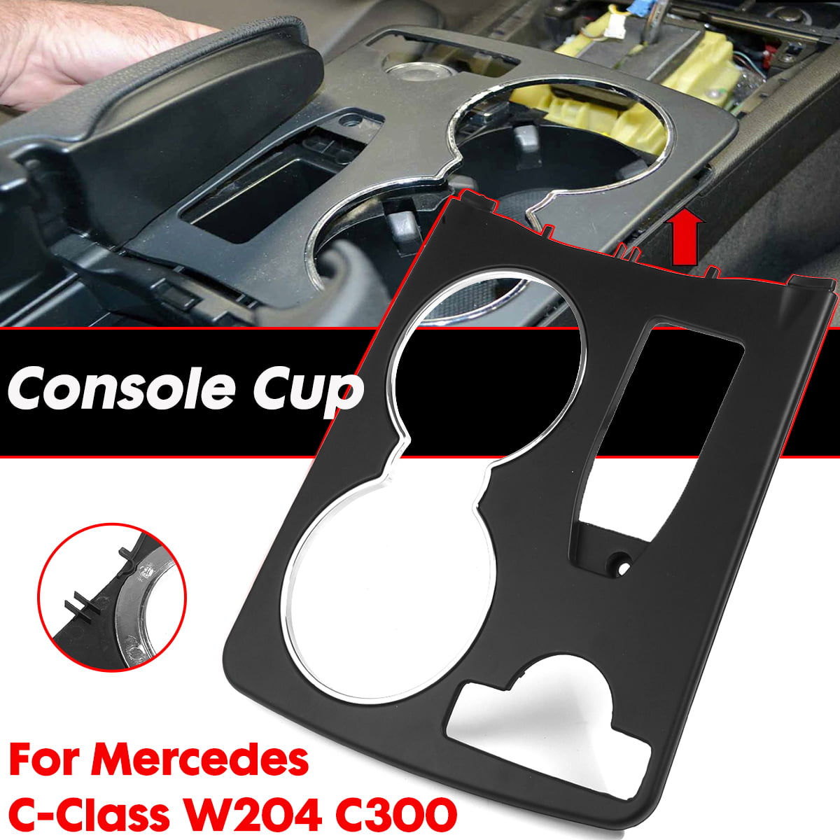 FidgetKute 2PCS Interior Console Water Cup Holder Frame Trim For Mercedes E class W212