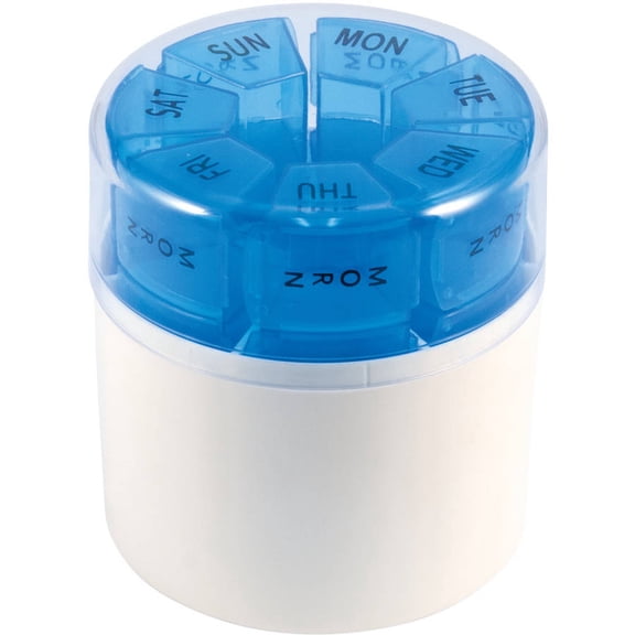 Carex Plastic Desktop Organizer with 4 Removable Compartments, 7-Day Compact Pill Box Planner