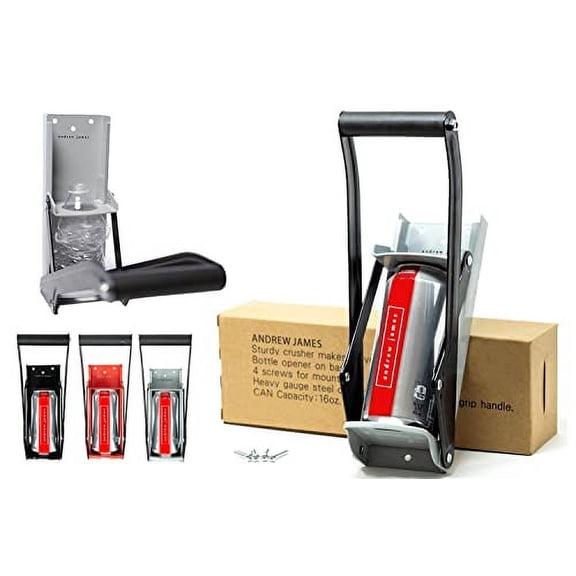 Heavy Duty Can Crusher - Designed to Recycle and Crush 12/16 oz Cans and Plastic Bottles - Crushes Soda, Beer, Pop Cans - Recycling Aluminum Cans is Great for the Environment - Andrew James (Grey)