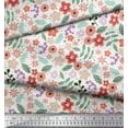 thumbnail image 3 of Soimoi White polyester Crepe Fabric Leaves & Poppy Floral Print Fabric by Yard 42 Inch Wide, 3 of 3