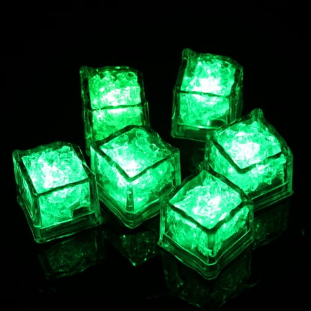 

Light Up Ice Cubes 12 Pack Multi Color Led Ice Cubes for Drink with Changing Lights Reusable Glowing Flashing Ice Cube for Club Bar Party Wedding Decoration Green