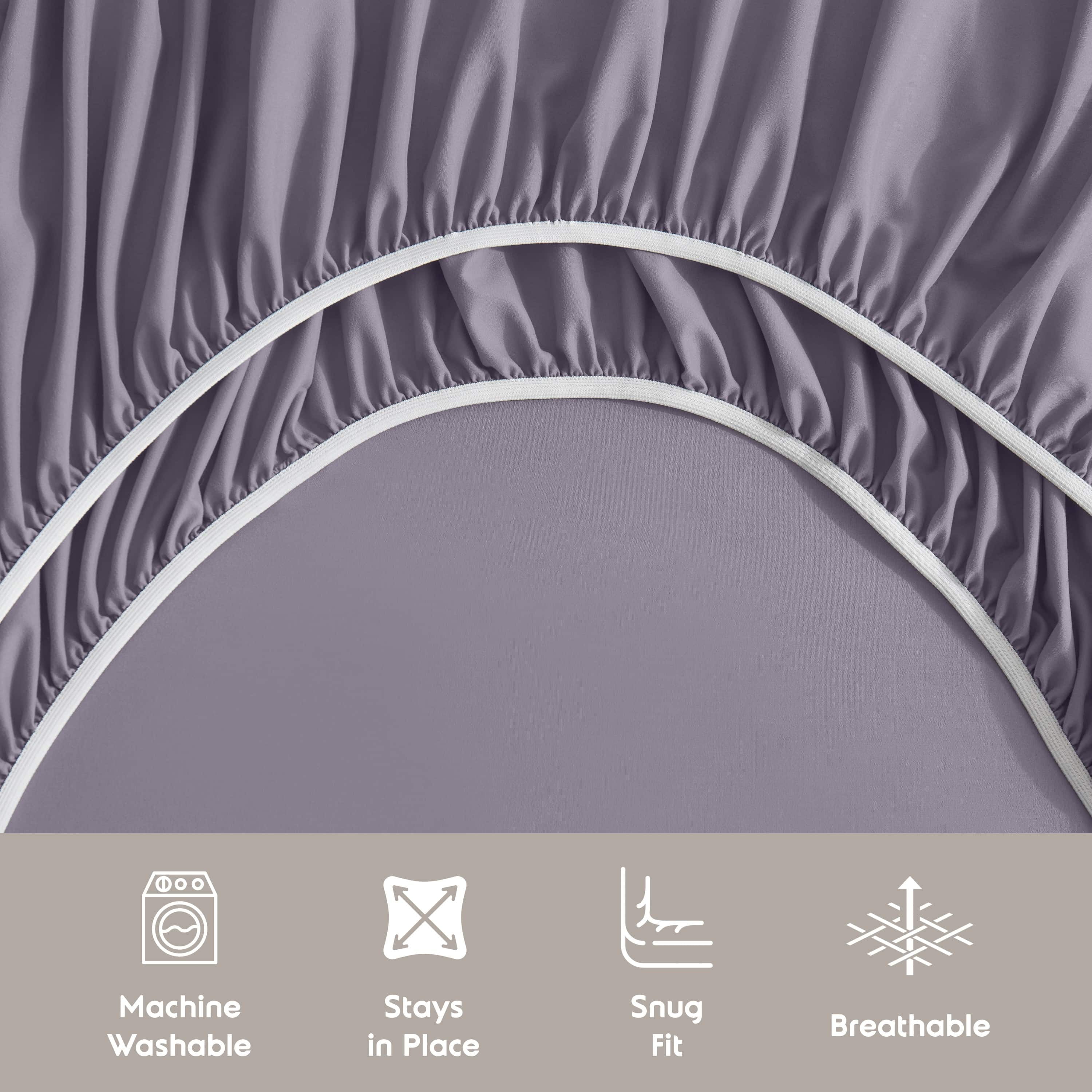 Lammaloe California King Sheets Set, Hotel Style Deep Pocket 4 Piece Bed Sheets, Luxury Soft Microfiber Sheet Sets, Grayish Purple