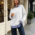 thumbnail image 5 of DYTTDG Women's Striped Color Block Sweatshirt | Crewneck Long Sleeve Oversized Pullover Tops with Curved Hem Casual Loose Soft Fall Winter Shirts, 5 of 8