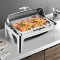 thumbnail image 4 of Poggyyi Plat Anti-Frottement à Dessus Roulé de 9,5 Qt, Ensemble de Buffet Rectangulaire, Ensemble de Serveur Anti-Frottement à Couvercle Rabattable, Réchaud à Aliments de Type Coquille pour Fêtes, Buffets, Hôtels, Restaurants pour Garder les Aliments Chauds (1 Compartiment), 4 of 4