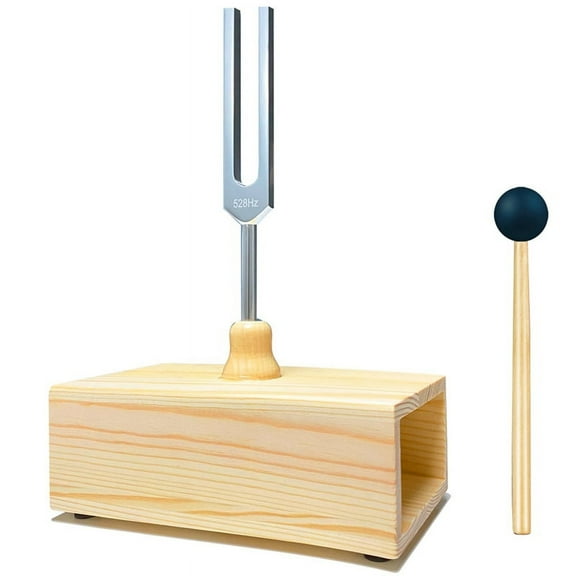 528Hz Tuning Fork with Resonance Box, Aluminum Alloy, Wooden Speaker