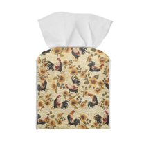 ZUXONGSY Rooster Square Tissue Box Cover Sunflower Modern PU Leather Tissue Holder Customized Printed Tissue Cover Replacement Tissue Box Cover for Women Gifts for Mom