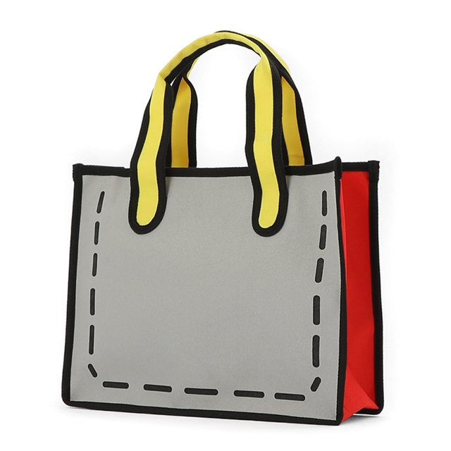 Bolso de hombro de dibujos animados en 3D, Bolso de mano informal para mujer, Bolso de playa de compras de lona a la moda