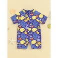 thumbnail image 2 of Suealasg Kids Boys One Piece Swimsuits Short Sleeve Fish Print Jumpsuit Swimwear Toddler Baby Boys Summer Romper Bathing Suit Beachwear 0-3 Years, 2 of 9