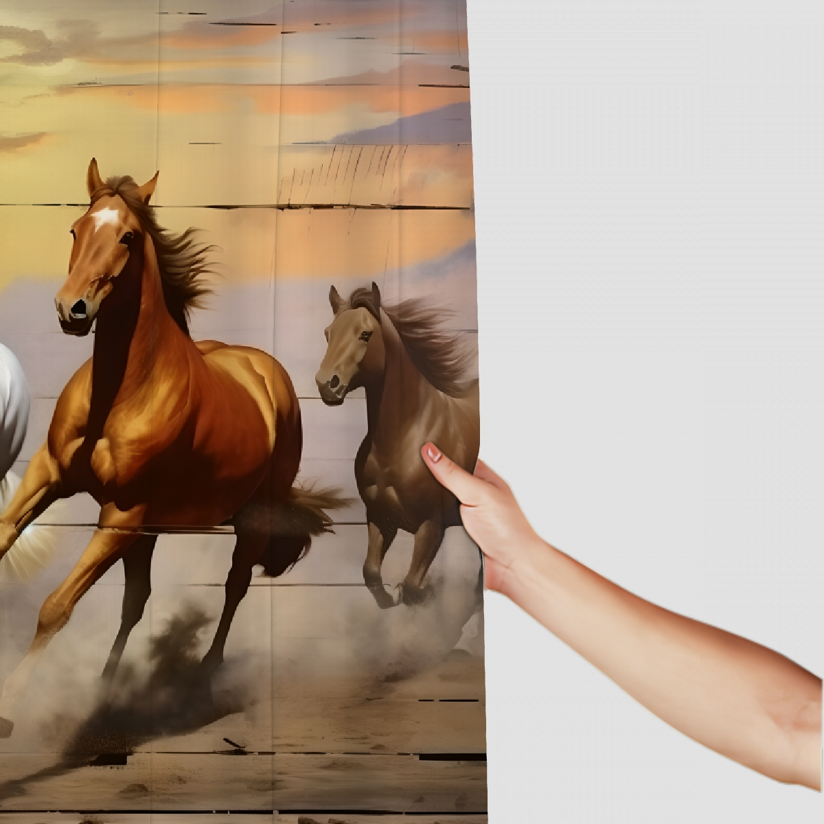 Horses running fence waterproof shower curtain Bathroom shower curtain  Cloth Fabric Bathroom Decor Set with Hooks