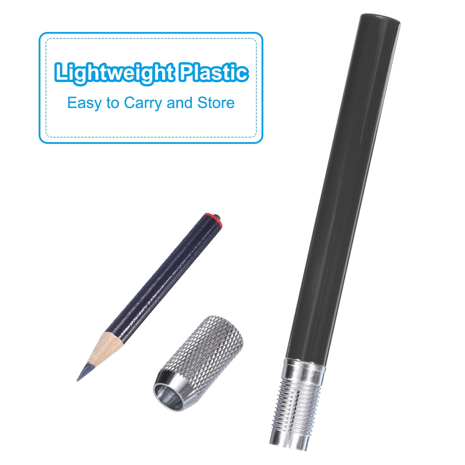 Unique Bargains Durable Pencil Extenders Adjustable Metal Holder Lengthener Black